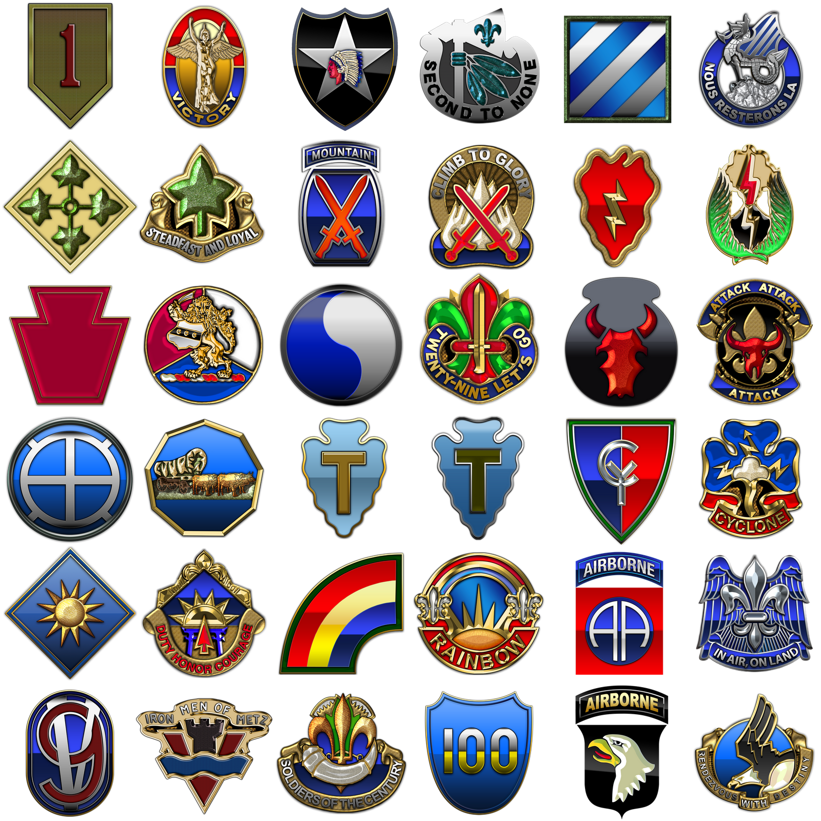 Shoulder Patches Of Us Army Infantry Divisions