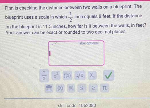 Solved Finn Is Checking The Distance Between Two Walls On A Blueprint