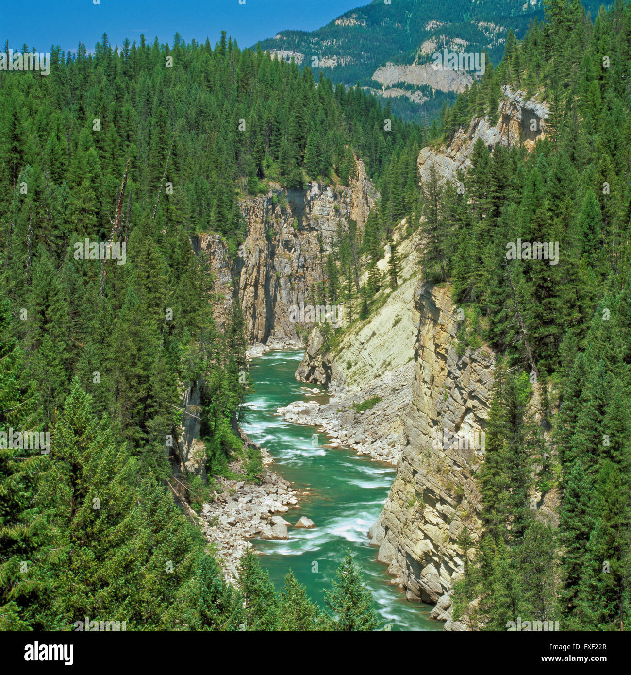 South Fork Flathead River In A Canyon Above Hungry Horse Reservoir Near