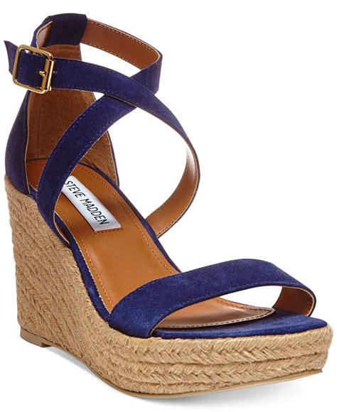 Steve Madden Women S Montaukk Platform Wedge Sandals In Blue Lyst