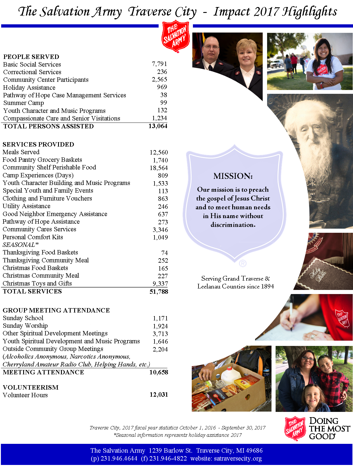 The Salvation Army Of Traverse City 2017 Impact Report Traverse City