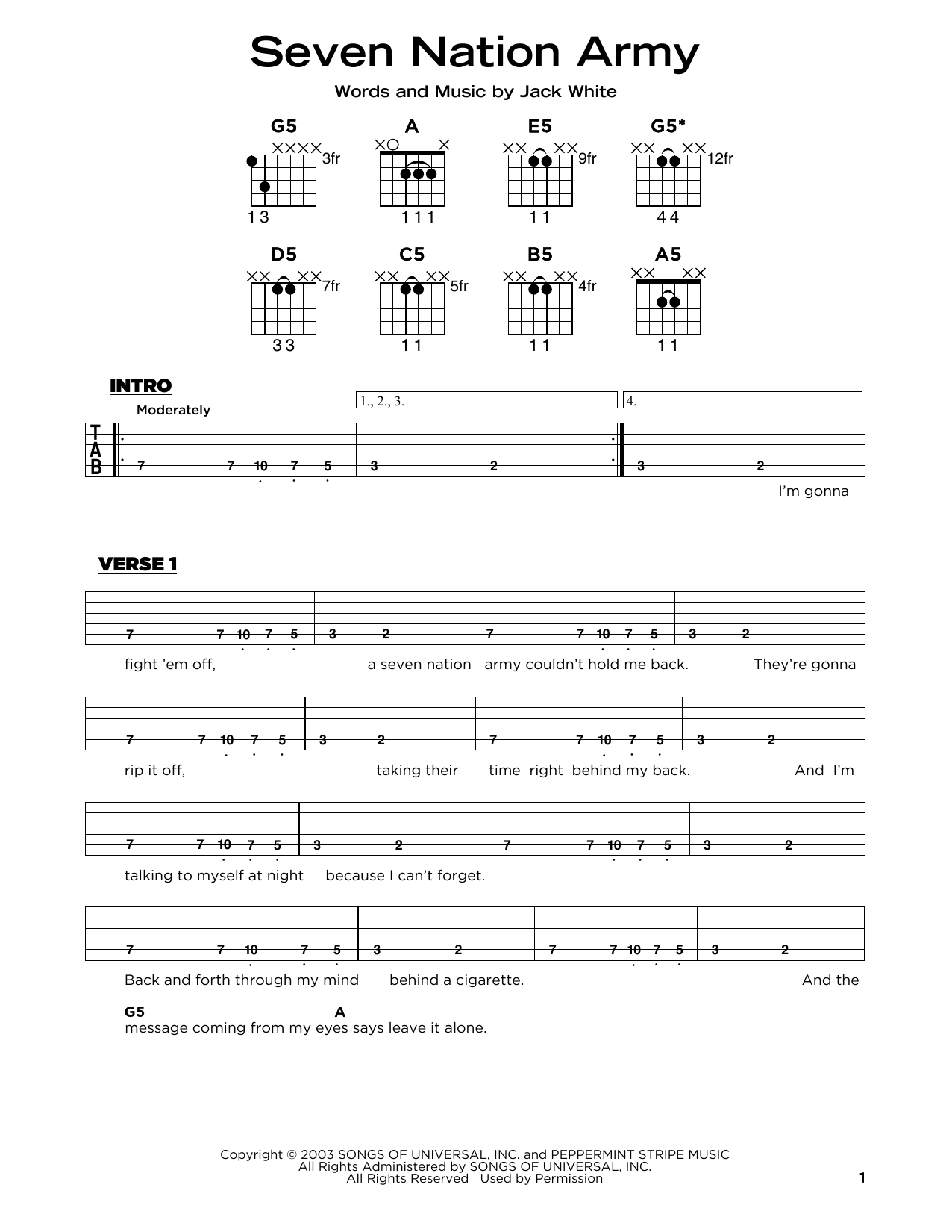 The White Stripes Seven Nation Army Main Riff Guitar Lesson W Tabs