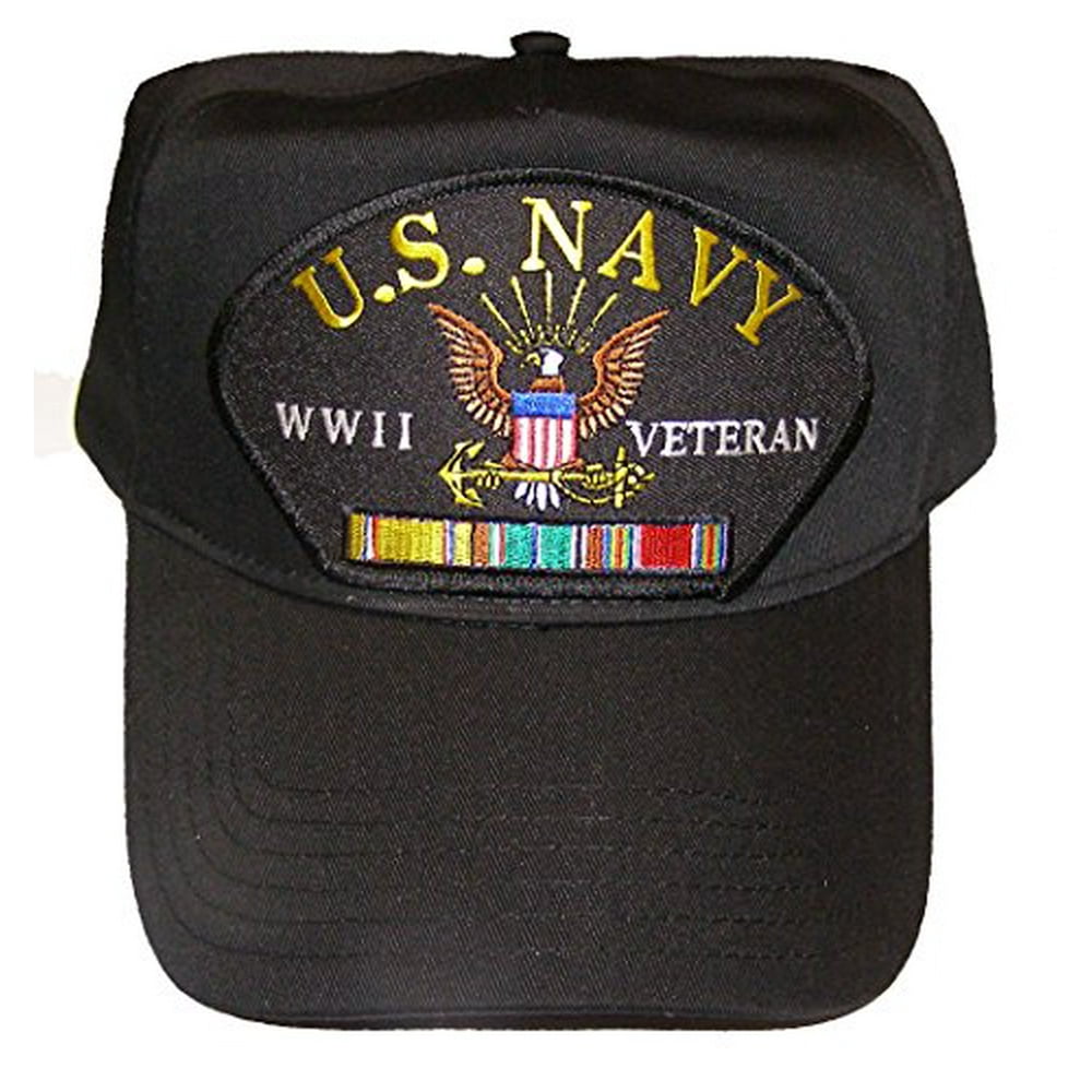 U S Navy Wwii Veteran Hat With Ribbons And Navy Crest Cap Black