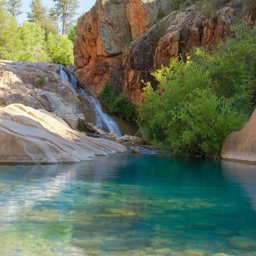 Waterfall In Arizona Has A Swimming Hole With Crystal Clear Water