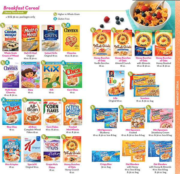 Wic Cereal List