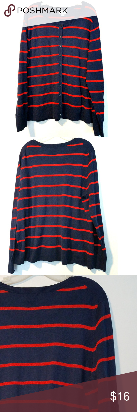 Xxl Old Navy Crew Neck Cardigan Red Navy Stripe Crew Neck Cardigan