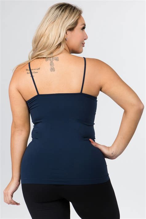 Yelete Women S Seamless Strappy Detail Cami Top Plus Size Navy Blue